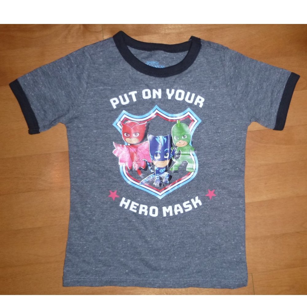 Toddler Boys PJ MASKS Put on HERO Mask T-shirt  Size 2T 4T NWT Gekko Cat Boy Owl